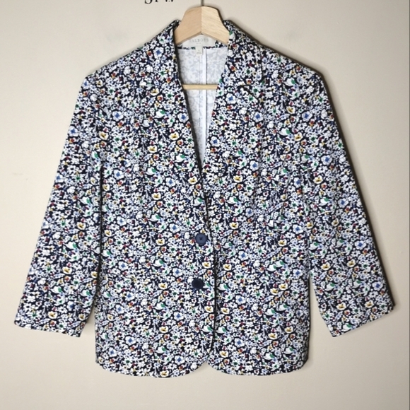 Talbots Floral Blazer Cotton Stretch 2-Button Size 6 Preppy Cottagecore - Picture 5 of 8